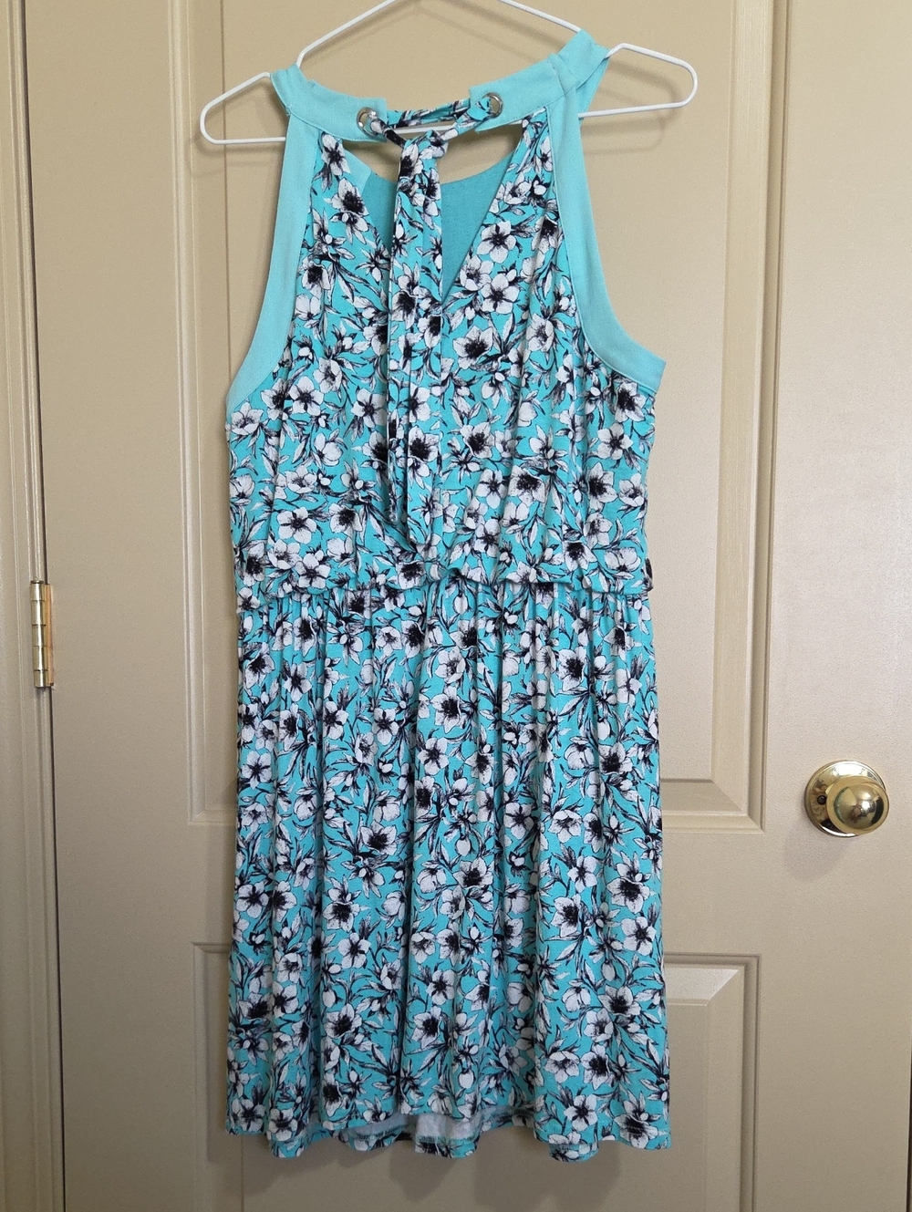 Skies Are Blue Floral Halter Casual Dress in Aqua - Picture 9 of 9
